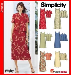 5959  SIMPLICITY 6 EZ SLEEVELESS TIE DRESS LENGTHS, SS- LS JACKET PATTERN 8-22 2 SIZES choice uncut
